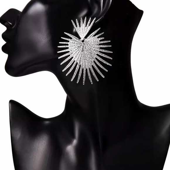 White gold plated Big earrings - Picture 5 of 5